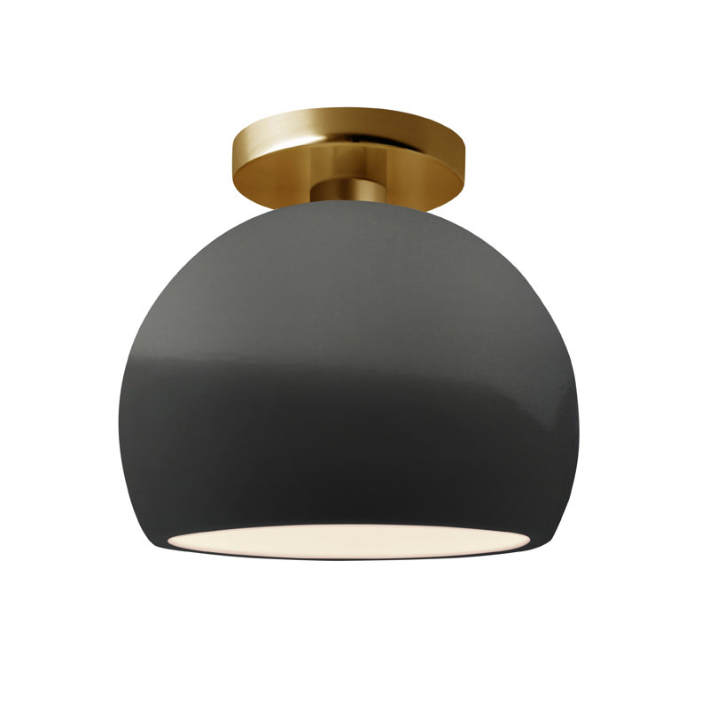 Plafonnier semi-encastré Radiance, Laiton brossé, Gris brillant