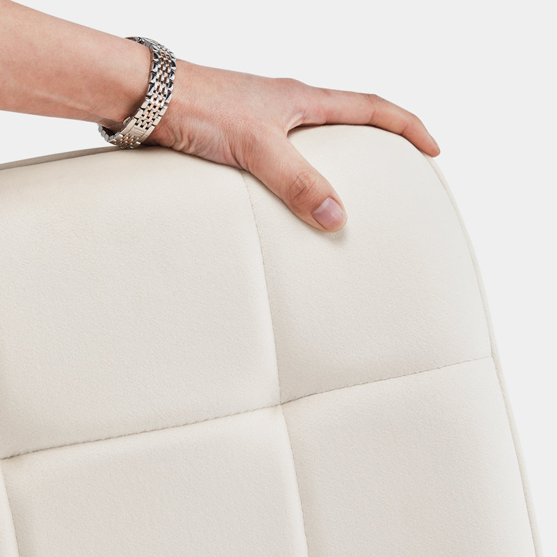 Edelgard 47cm H Velvet Upholstered Metal Upholstered Back Side Chair, Beige