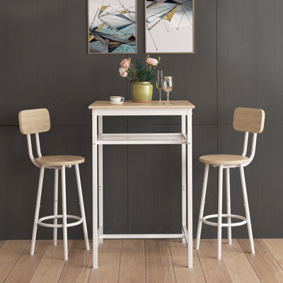 Bar Table, Equipped With 2 Bar Stools , With Backrest And Partition