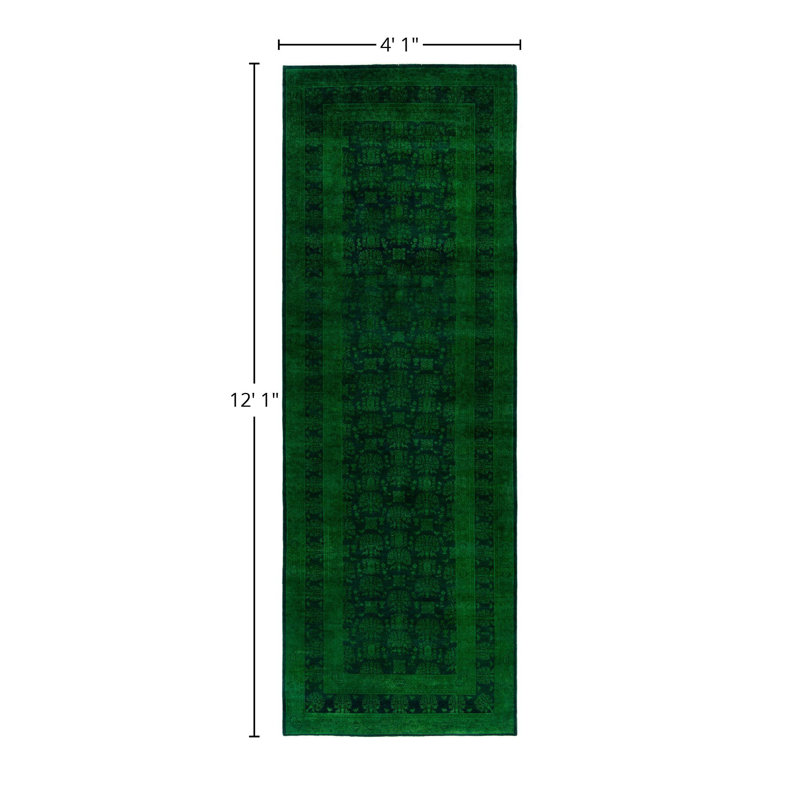 Huckstep One-of-a-Kind 4' 1" X 12' 1" Wool Area Rug Green