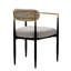 De 2 chaises de salle à manger modernes, accoudoirs dorés, chaise de bureau à domicile en métal rouillé (2), revêtement en lin, fabrication stable