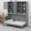 Lit escamotable avec armoire supérieure, tablettes, lit pliable peu encombrant avec éclairage et port USB-114311906