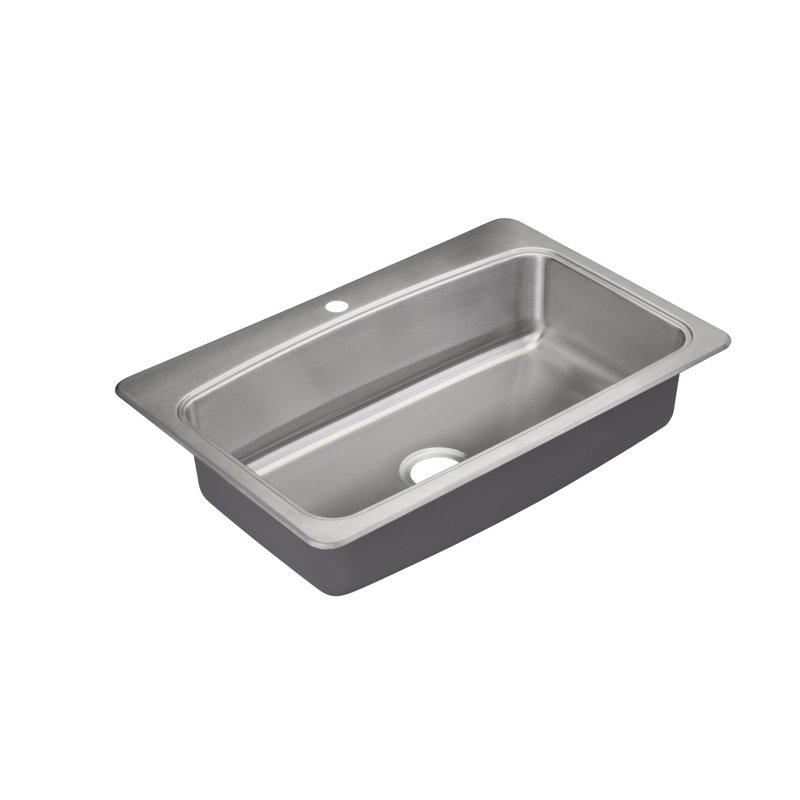 32.9375'' L Drop-In Single Bowl Stainless Steel Kitchen Sink, 3