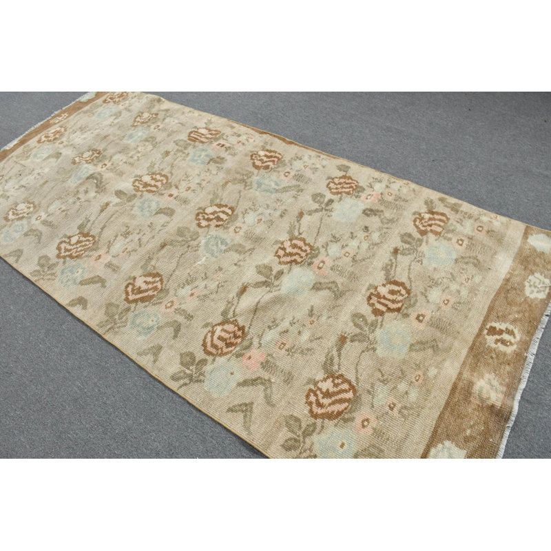 Tapis turc classique classique beige idéal pour la chambre à coucher, la décoration intérieure, le bureau ou le plancher brun / beige