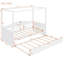 Lit de jour à baldaquin simple avec lit gigogne, structure en bois, design épuré et rangement compact pour les chambres modernes (sans matelas)