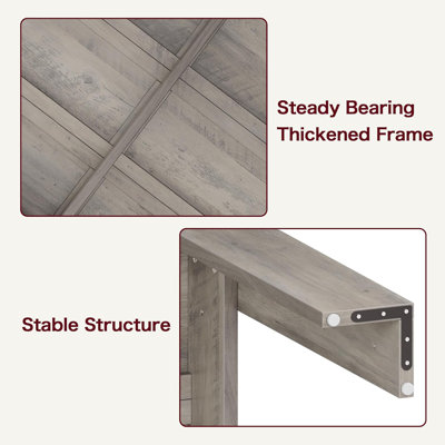 71" Farmhouse Dining Table for 6-8 – Rustic Gray 1.8m Large Rectangular Kitchen Table with Thick Top and Sturdy Wide Legs – Heavy-Duty Wood Furniture – 1.8 Meters, 18 Board Gray