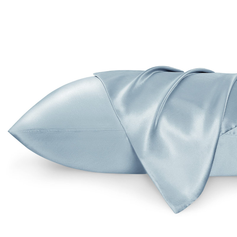Ensemble de 2 taies d'oreiller en satin, 300 fils au pouce, GentleSoft ™, Bleu pierre, Taie d'oreiller très grande