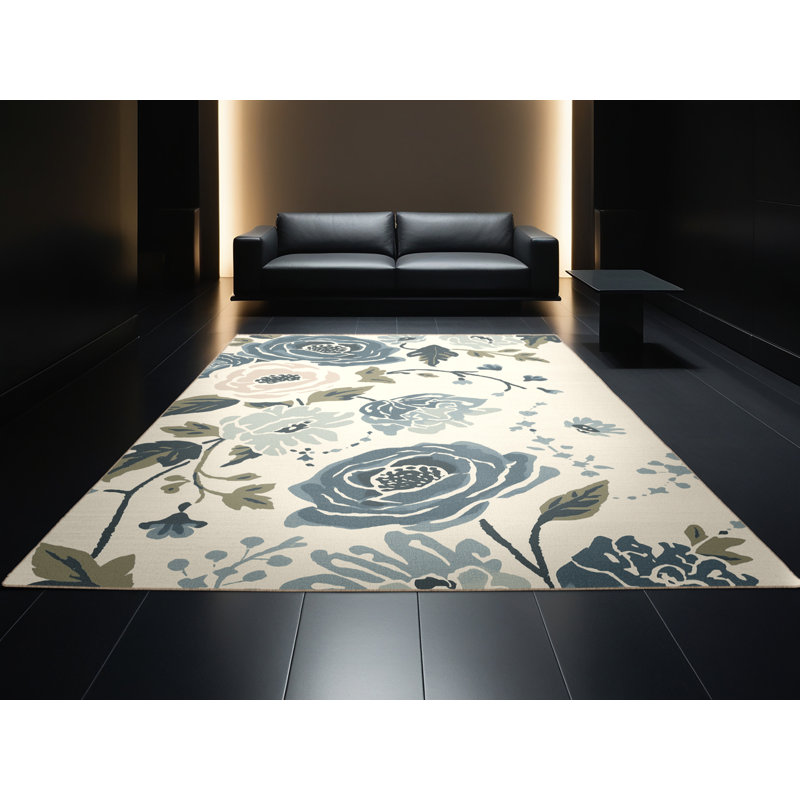 Tapis moelleux moelleux à motif floral Eiler Cottage Americana - beige, 6' Round