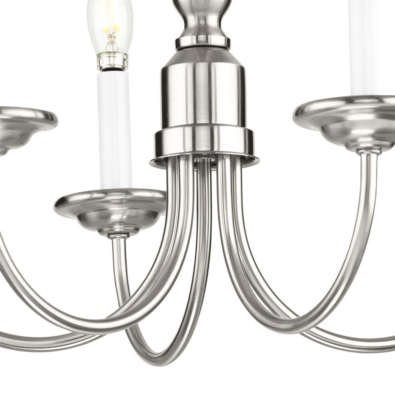 Lustre classique à 5 lumières de style bougie Francesville, Nickel brossé