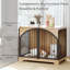 Meuble de 40 po avec cage pour chien de ferme, table de bout intérieure en bois pour chenil pour chiens de grande / moyenne taille, maisonnette décorative avec barres en métal arquées, chêne-828821673-831998369