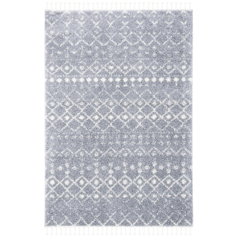 Wentworth Southwestern Light Grey/Ivory Area Rug, Rectangle 4' x 6'
