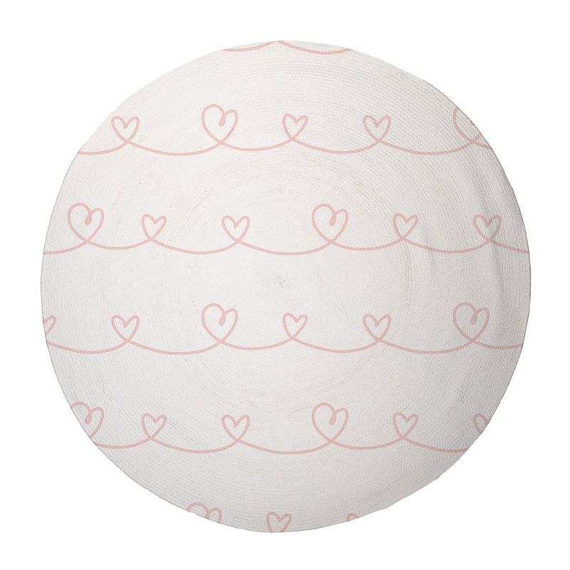 Light Heart Pattern Braided Rug, Round 5'