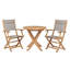 Stella 3-Piece Teak Outdoor Bistro Set Folding Table And Armchairs In White PVC-coated polyester Fabric-1386519191