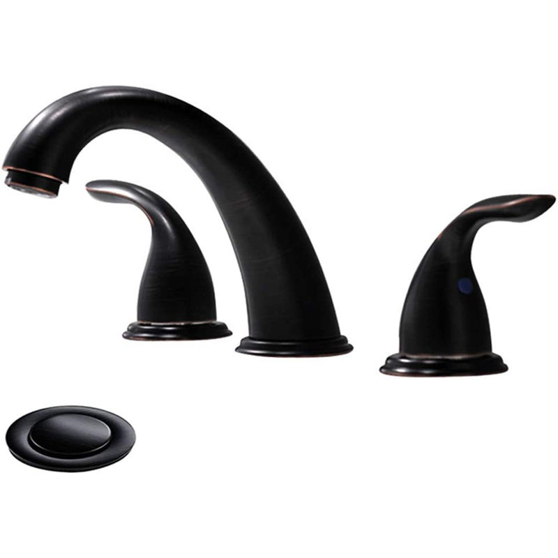 Widespread 2-handle Bathroom Faucet with Drain Assembly, Bronze