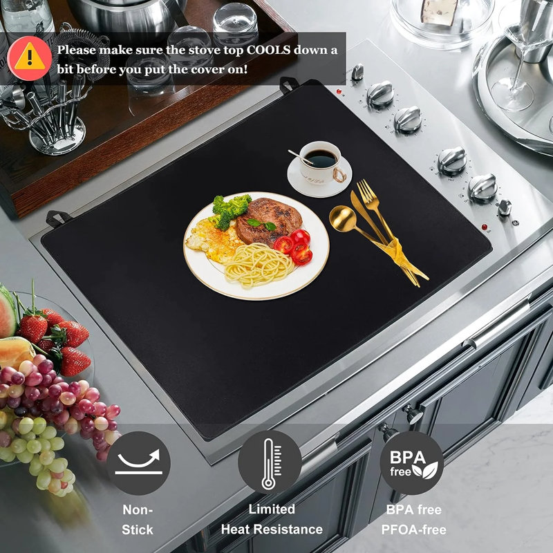 Stove Top Cover for Electric Stove, Rubber Stove Mat for Glass Top Stove, Glass Cooktop Protector, Heat-Resistant, Dishwasher Safe