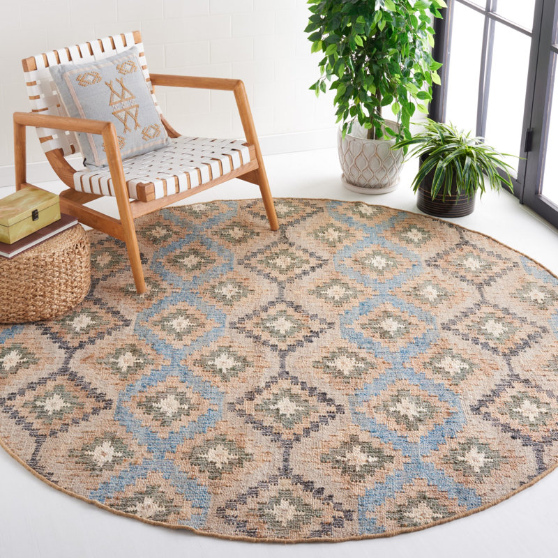 Goodwyn Flat Weave Jute Southwestern Rug, Round 7'