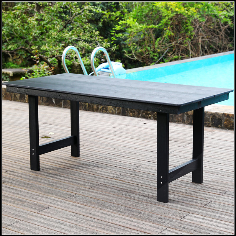 Table de salle à manger rectangulaire extérieure en PEHD, résistante et durable contre les intempéries, idéale pour les réunions de famille, le jardin et la terrasse.