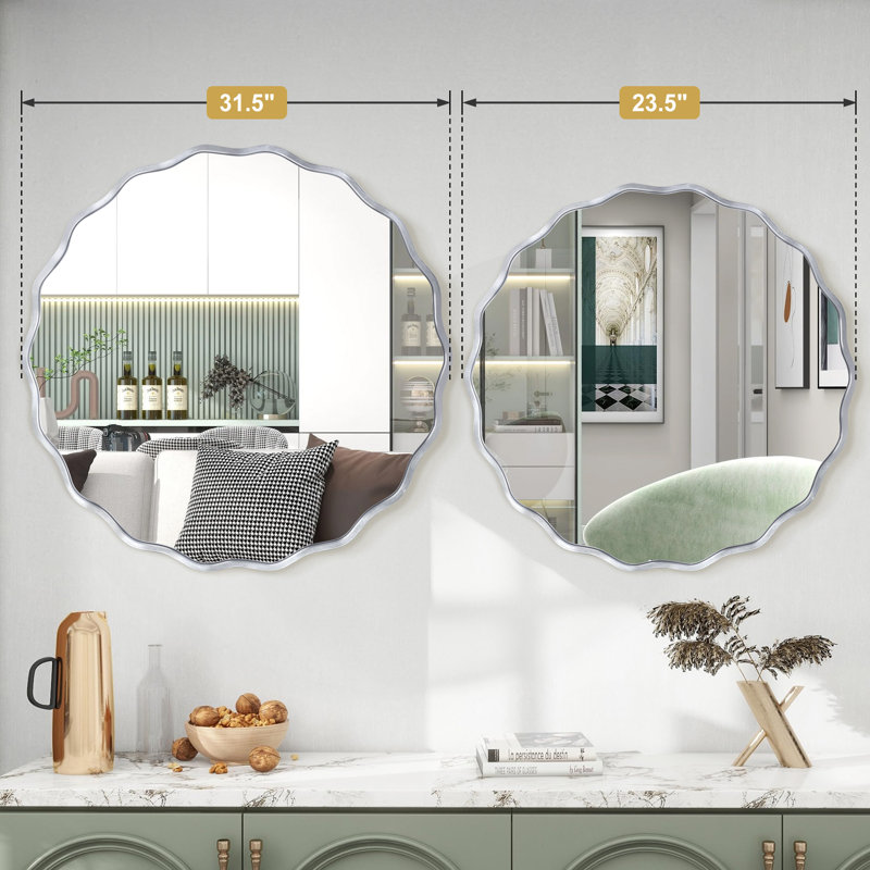Miroir mural Scalloped, Argent argent, 23,6 po x 23,6 po