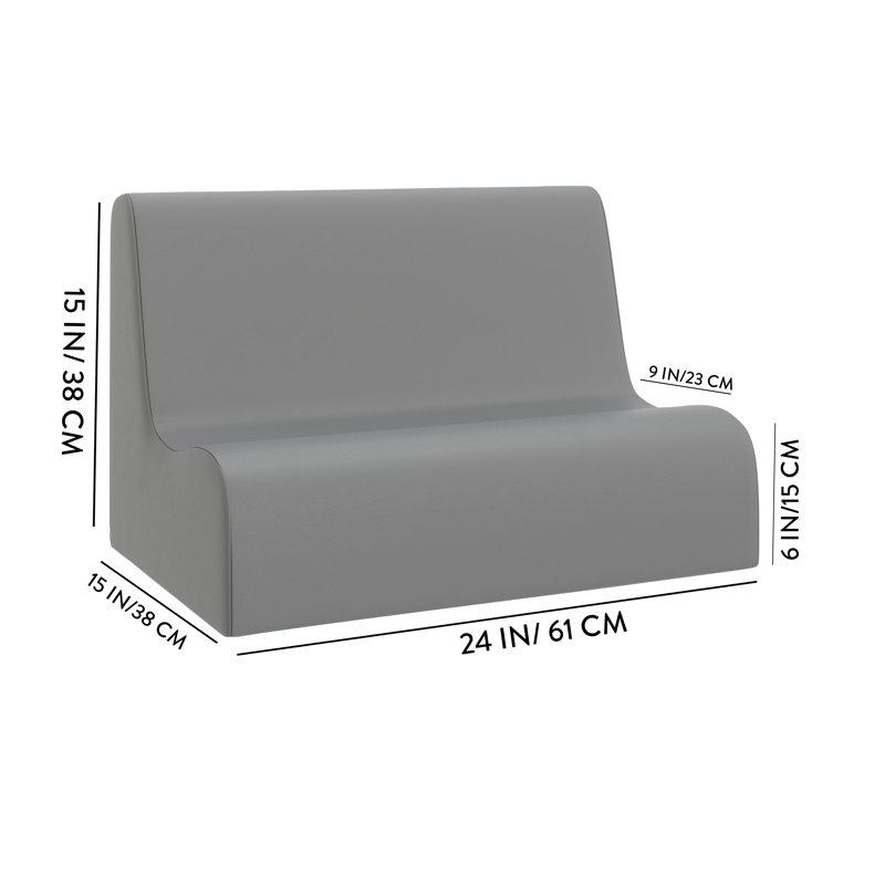 Petit canapé contour - Aqua, H 15 po x l 15 po x P 24 po, Sarcelle