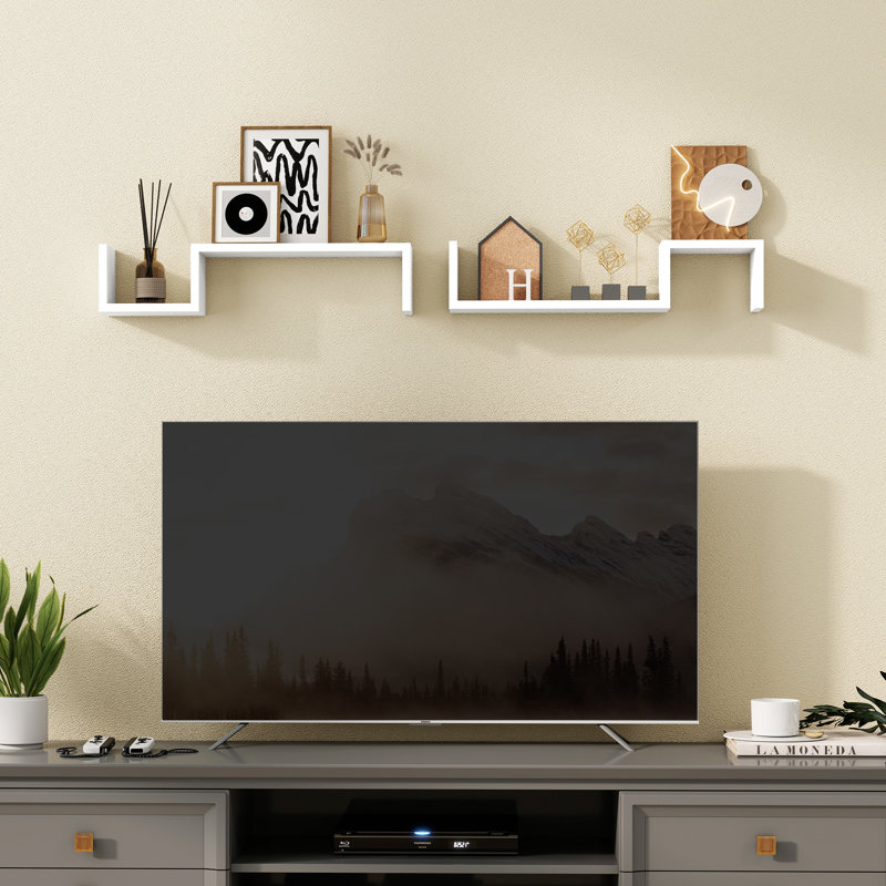 Tablette décorative murale 2 pièces, Blanc