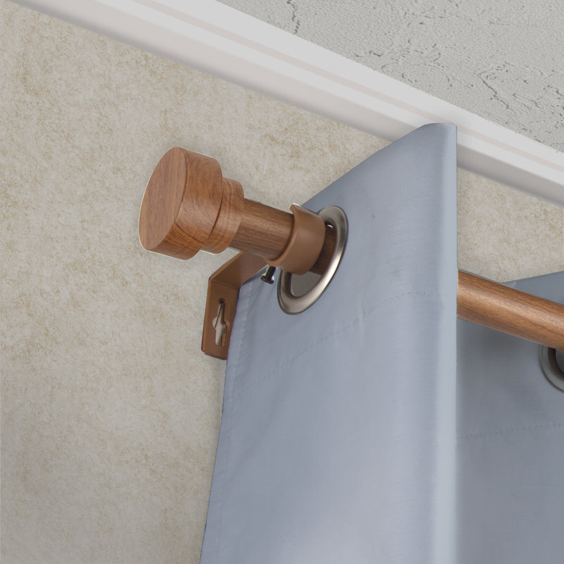 Tringle à rideaux simple en faux bois Abdulah, 66" - 120", Châtaigne