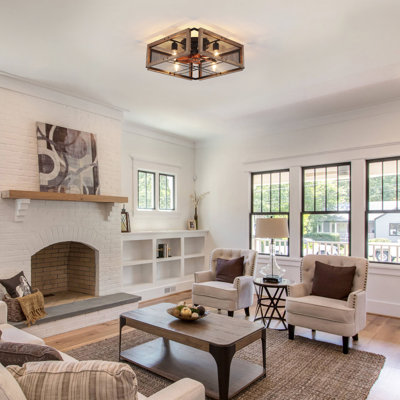 Ventilateur de plafond en cage avec lumières Daimyan, télécommande, ventilateur de plafond encastré Farmhouse de 20 pouces avec lumières, 4 ampoules E26 avec 6 vitesses de ventilateur réglables (ampoules non incluses) 