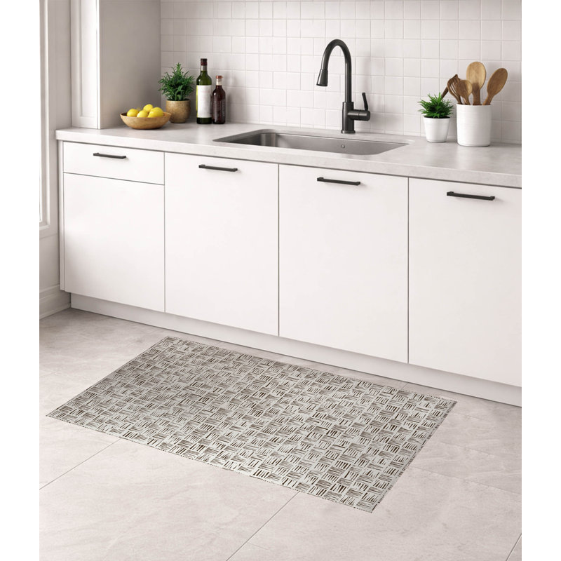 Tapis de cuisine Lash, Rectangle 3' x 5', Moka brun à carreaux