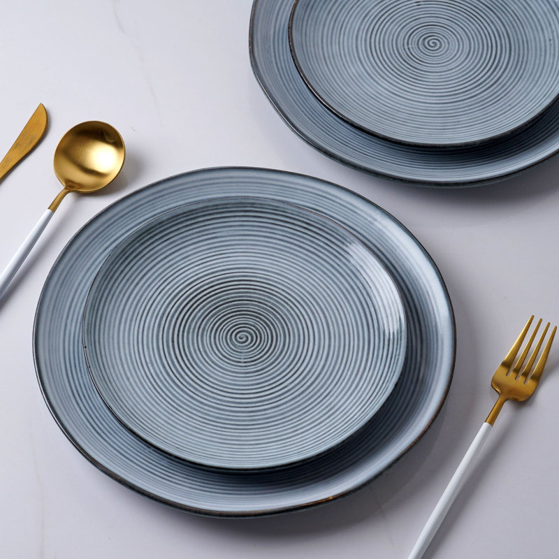 Piece Stoneware Dinnerware Set - Service for 6, Pearl Blue
