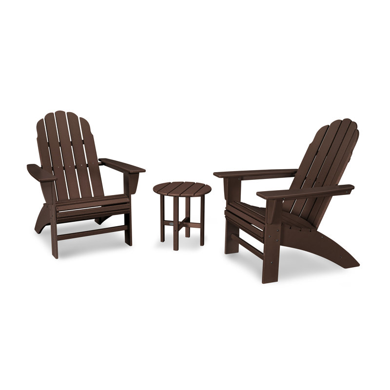 Vineyard 3-Piece Curveback Adirondack Set, Mahogany