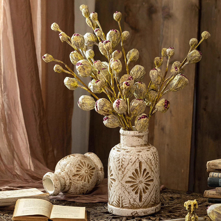 Rustic Dried Pot Stem 41" Tall, Purple