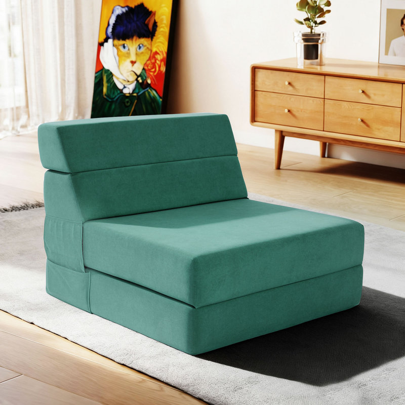 Canapé-lit pliant convertible, dossier inclinable réglable pour la chambre à coucher du salon, Green