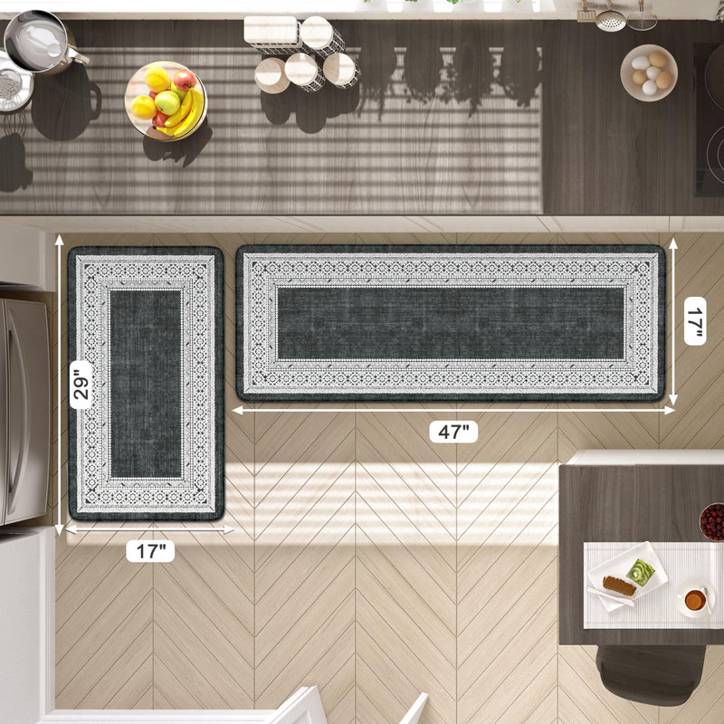 Tapis de cuisine imperméables 2 pièces, Noir