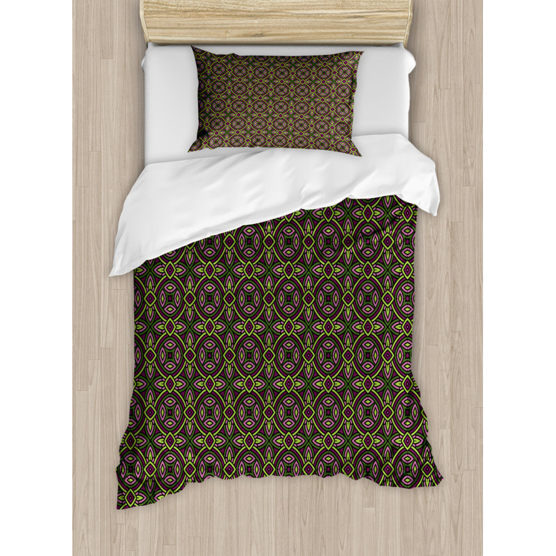 Traditional Polyester Geometric Shapes Duvet Cover, Twin Duvet Cover + 1 Sham