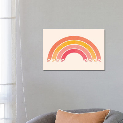 Retro Rainbow Waves - Wrapped Canvas Print