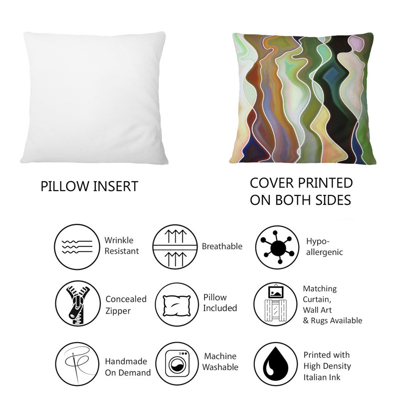 Coussin décoratif abstrait à imprimé floral abstrait et courbes féminines abstraites