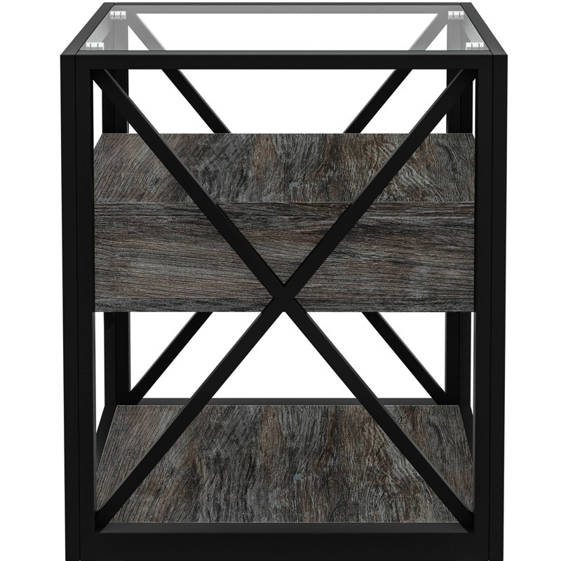 Space-Saving Natural Wood Coffee Table for Living Room - Tempered Glass Top, Easy-Clean &amp; Smart Storage, Natural