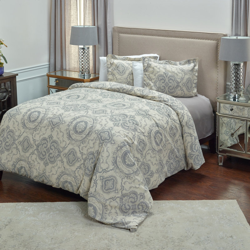 Elma Traditional Damask Duvet Cover, Twin