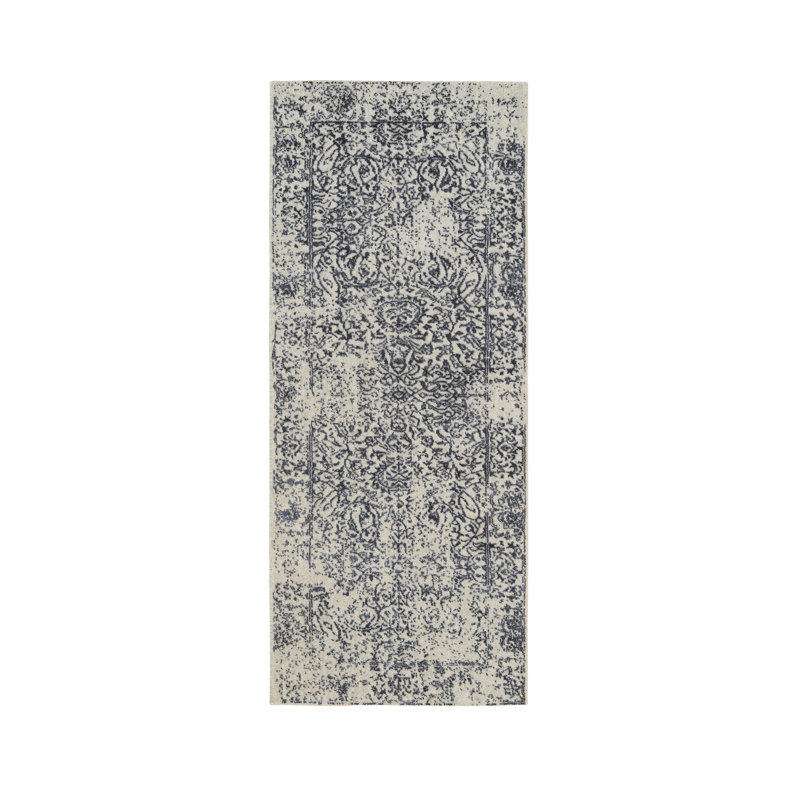 Tapis de couloir oriental en laine et en soie tissé à la main 2 pi 6 po x 6 pi gris clair jacquard 146E86D7405B4988B83BE6CE55E0E72E