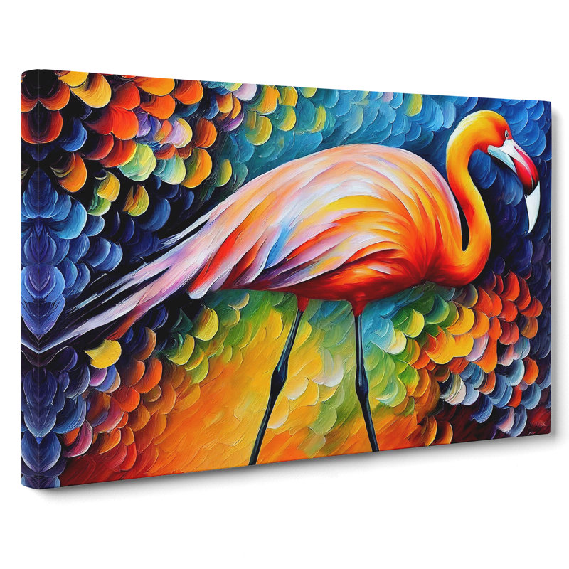 Flamingo Painting Vol.2 Abstract - Wrapped Canvas, 35cm H x 50cm W x 3cm D