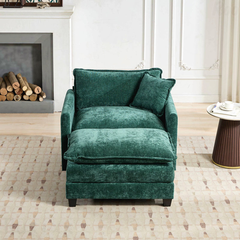 Canapé Cloud - Repose-pieds modulaire moderne en tissu, Vert