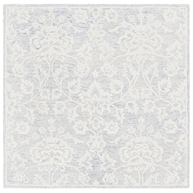 Tapis gris / crème en laine touffeté à la main Larnakas, Carré 6 pi