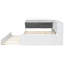 Lit plateforme double en bois blanc avec lit gigogne, tête de lit à rangement intégré et tablettes - pièce rotative pratique