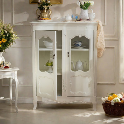 French Style Elegant Double Door Display Cabinet