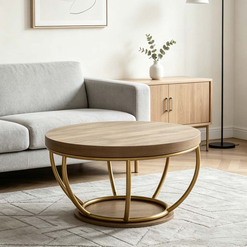 Table basse 31 po avec tablettes de rangement à 2 niveaux, Doré