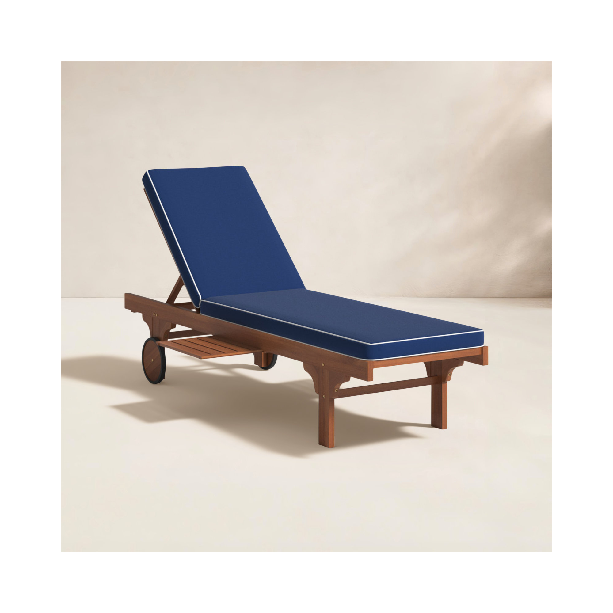 Jivera 25.2'' Outdoor Acacia Chaise Lounge, Navy