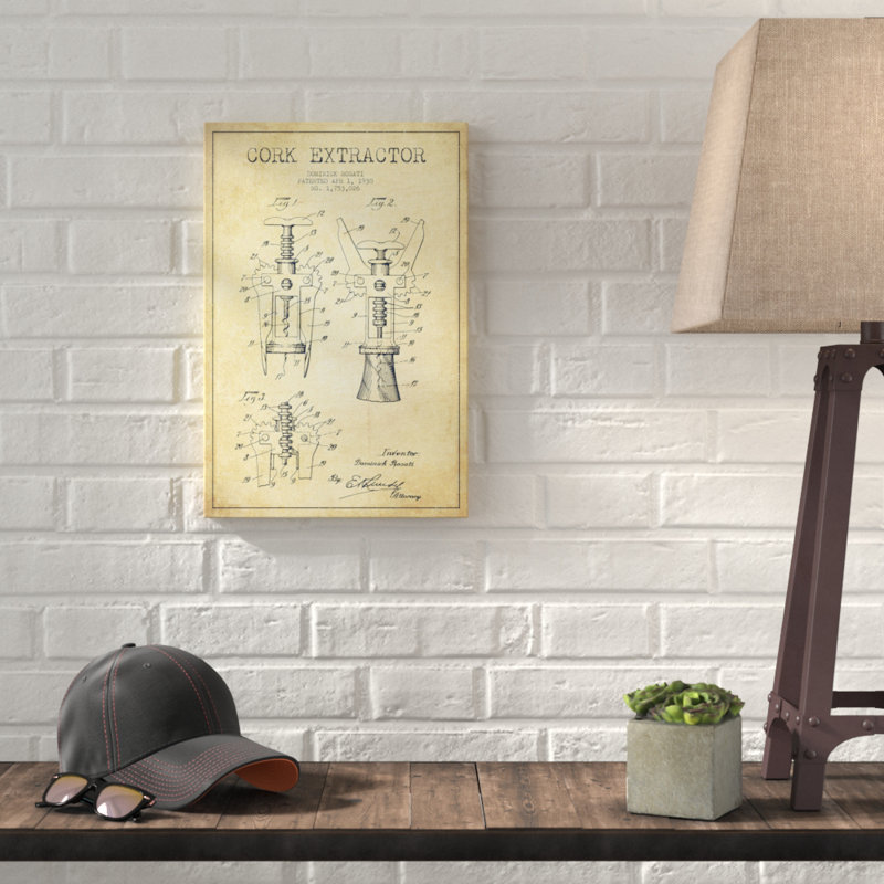 « tire-bouchon rétro », affiche rétro sur toile tendue, H 40 po x l 26 po x P 1,5 po