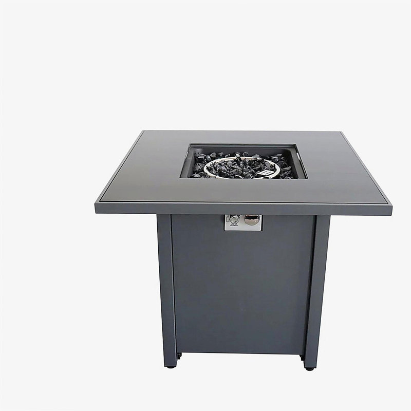 Foyer en métal thermolaqué de 30 pouces avec surface en verre fumé, Gris
