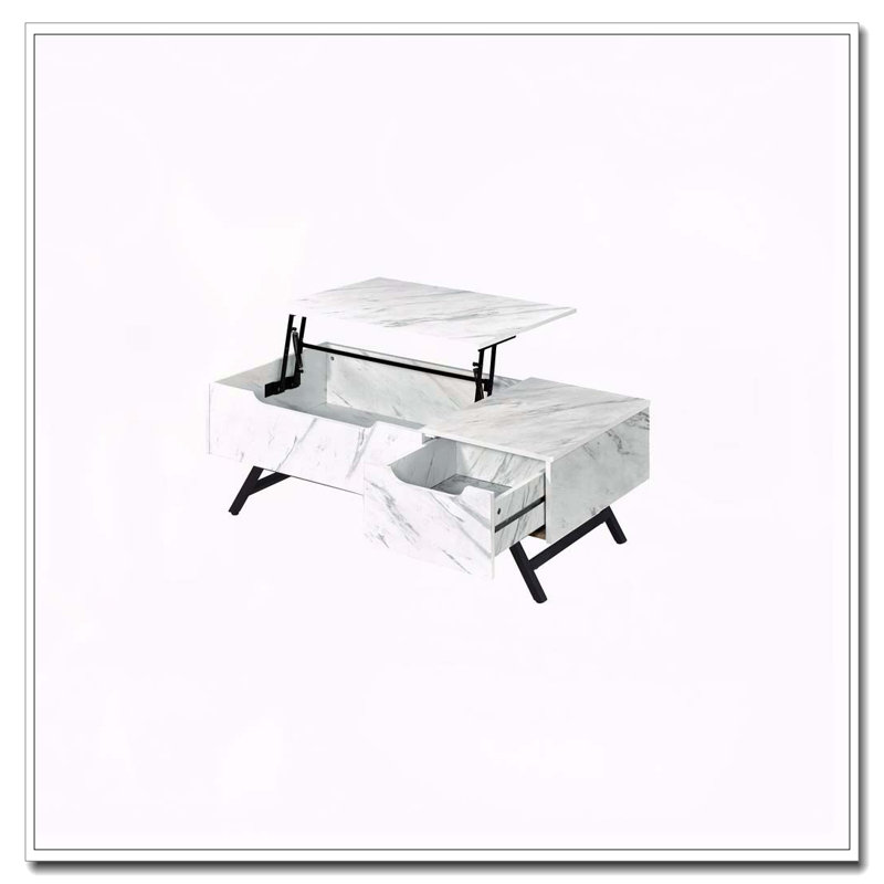 Table basse blanche avec plateau relevable