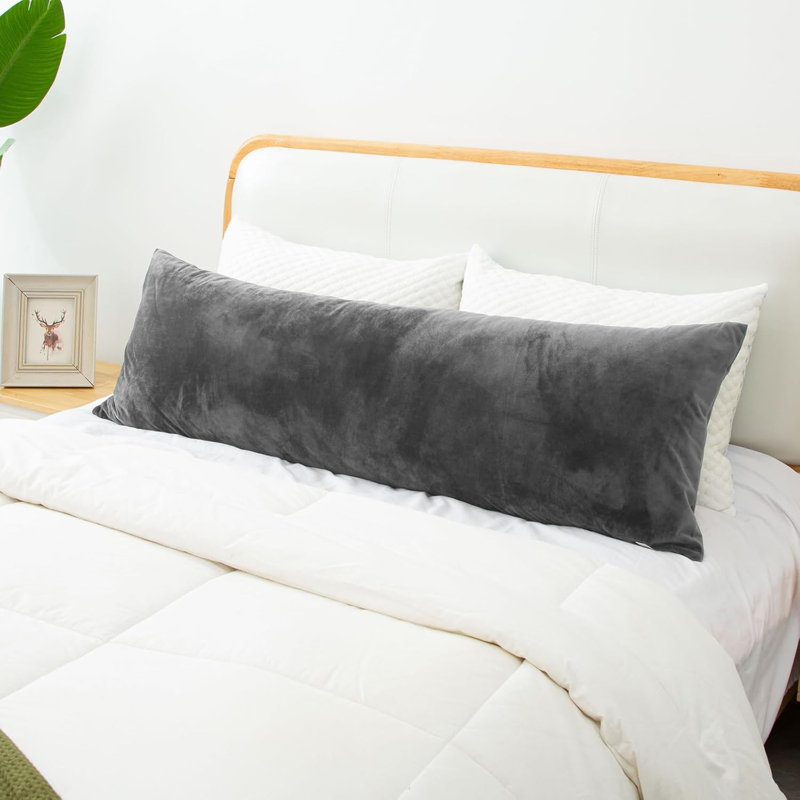  Oreiller de corps, oreillers de corps pour les adultes qui dorment, oreiller long pour le lit, grand oreiller de corps ferme pour dormeur latéral, 20 x 55 pouces, gris clair