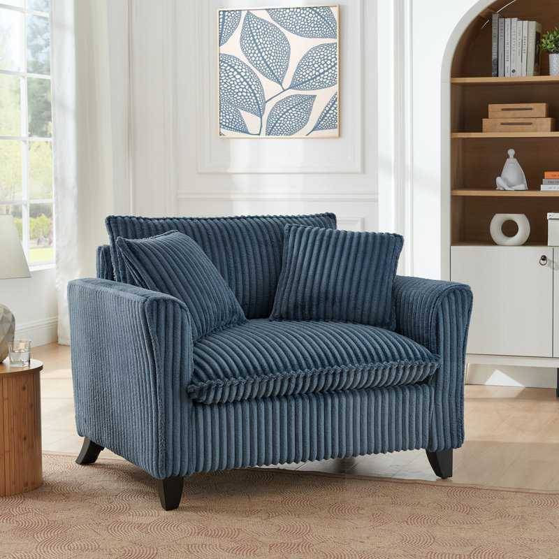Chaise d'appoint avec accoudoirs et coussin moelleux, Blue